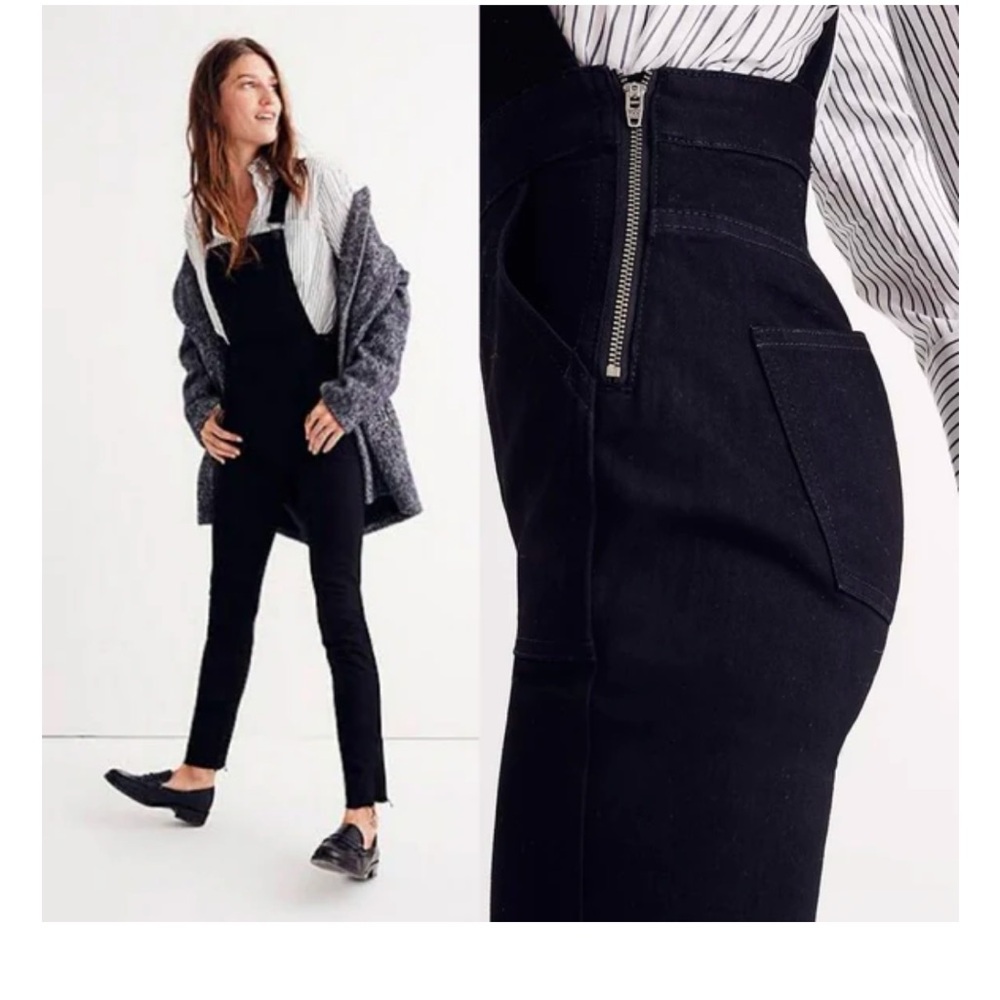 Madewell Raw Hem Skinny Black Jean overalls Size S